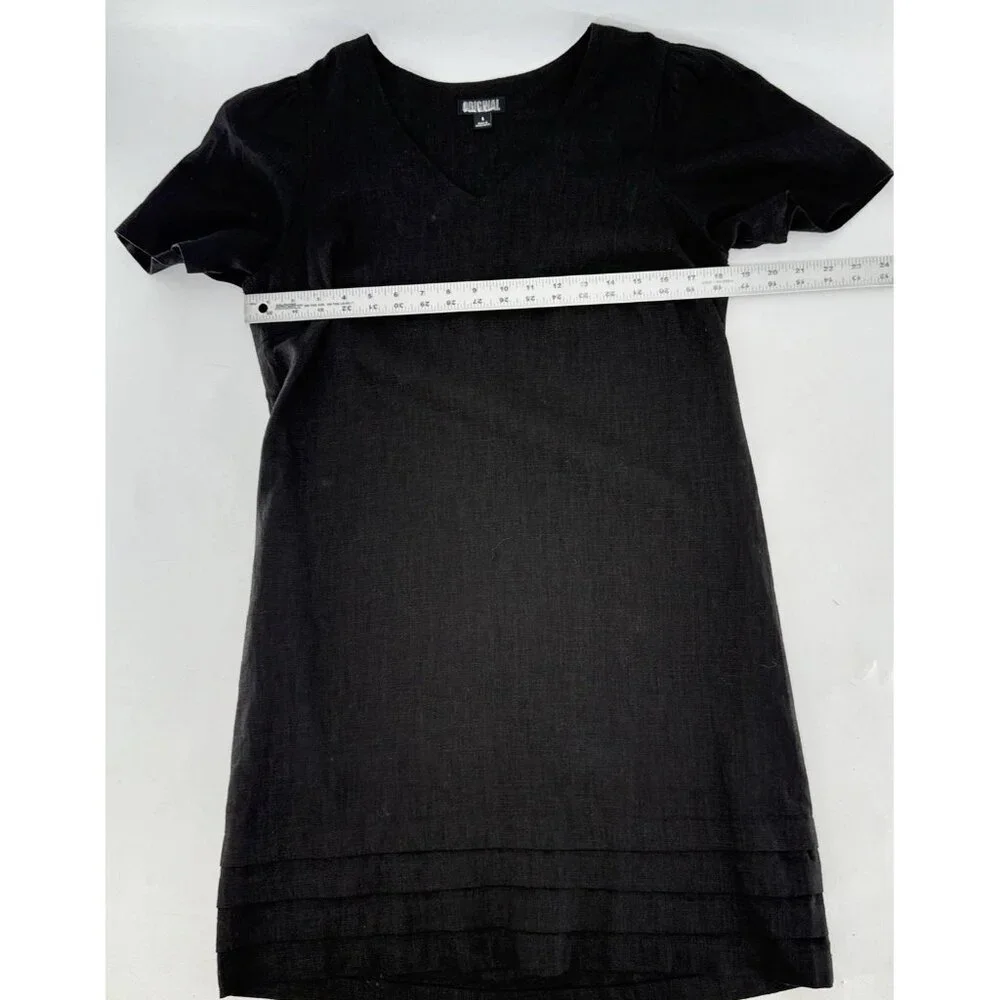 Nicole Miller Women’s Linen Blend Black Dress Pullover Boho‎ Preppy Size Small